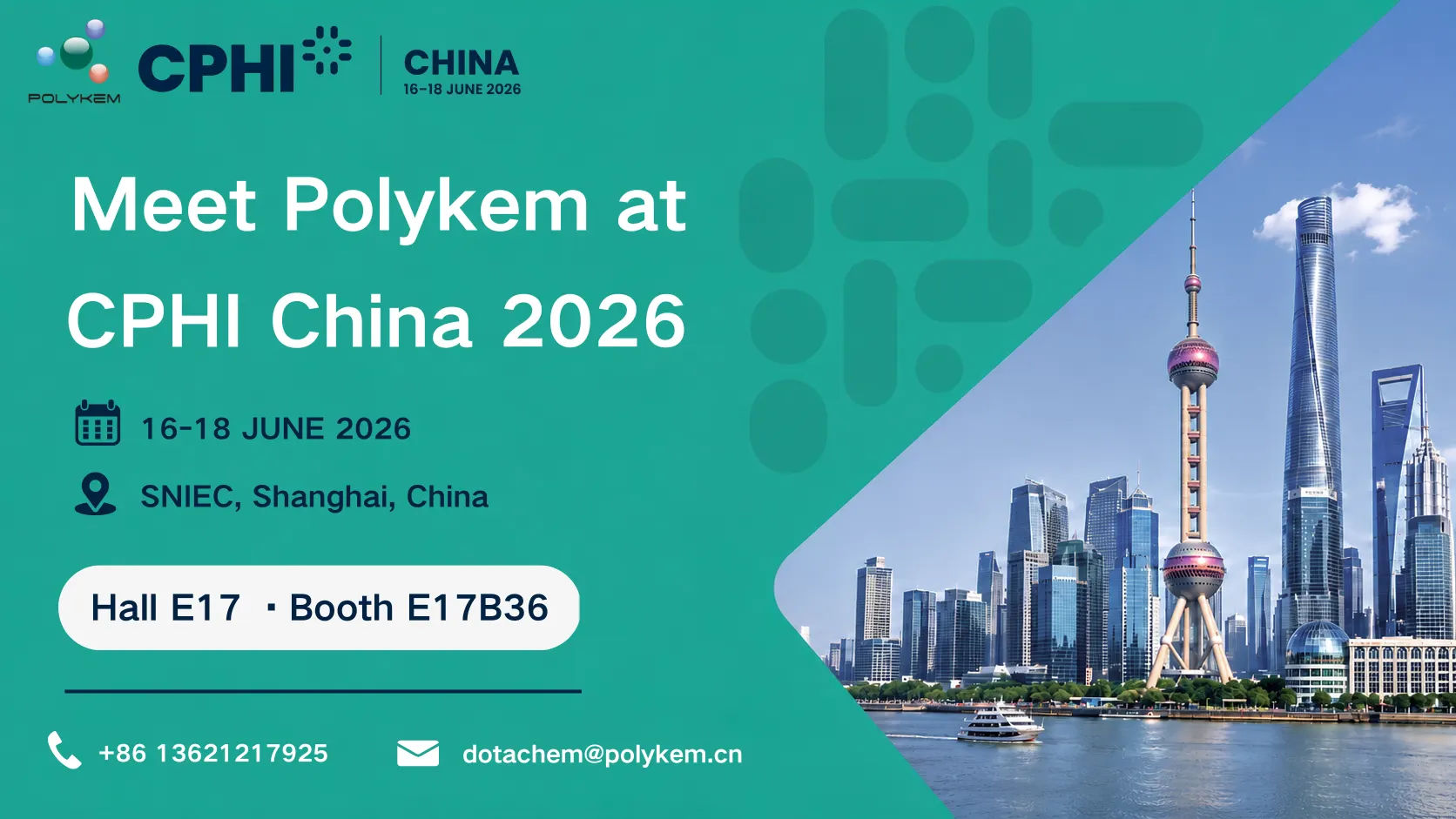 Polykem expondrá en CPHI y PMEC China 2026
